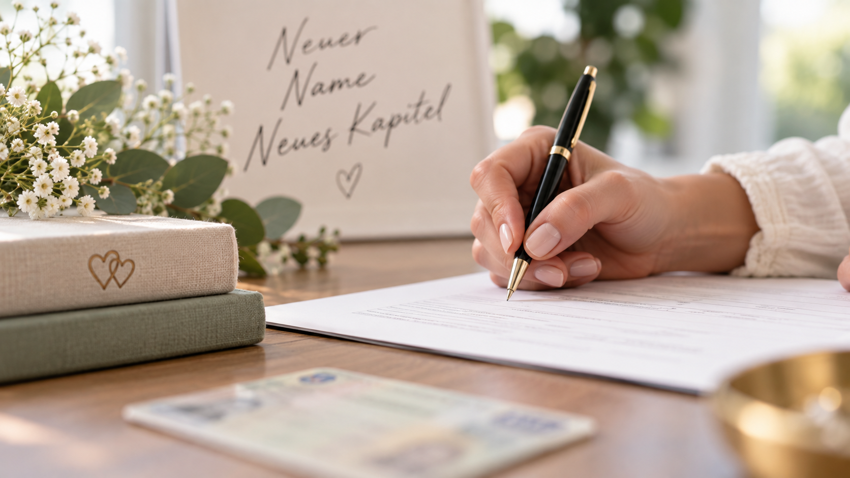Auf diesem Bild sieht man eine Namensänderungserklärung, welche gerade unterschrieben wird